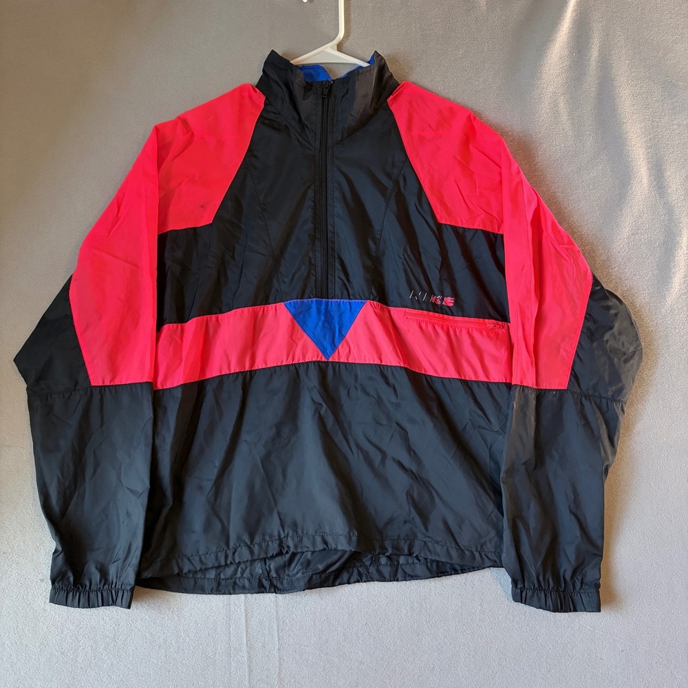 Vintage Nike Windbreaker Jacket Womens Medium Pink Black Colorblock 90s Half Zip
